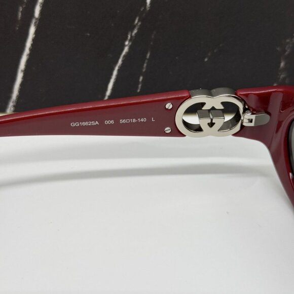 NEW GUCCI GG1662SA 006 SUNGLASSES WOMEN BURGUNDY OVAL EYEWEAR - Picture 8 of 10
